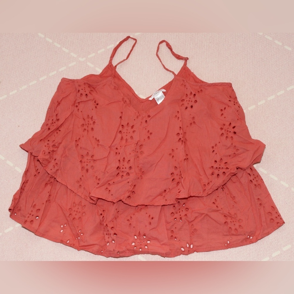 VENUS Rust Red Tiered Eyelet Spaghetti Strap Tank